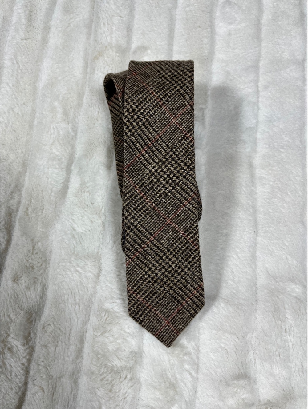 J.Crew Brown Plaid Slim Wool Blend Moon Tweed Fall Winter Office Work Preppy Tie